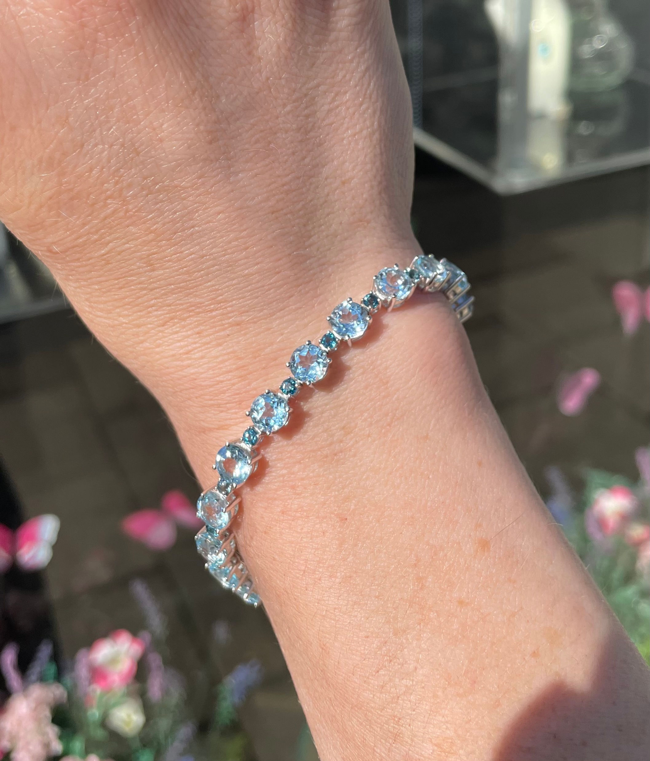 Silver blue topaz bracelet