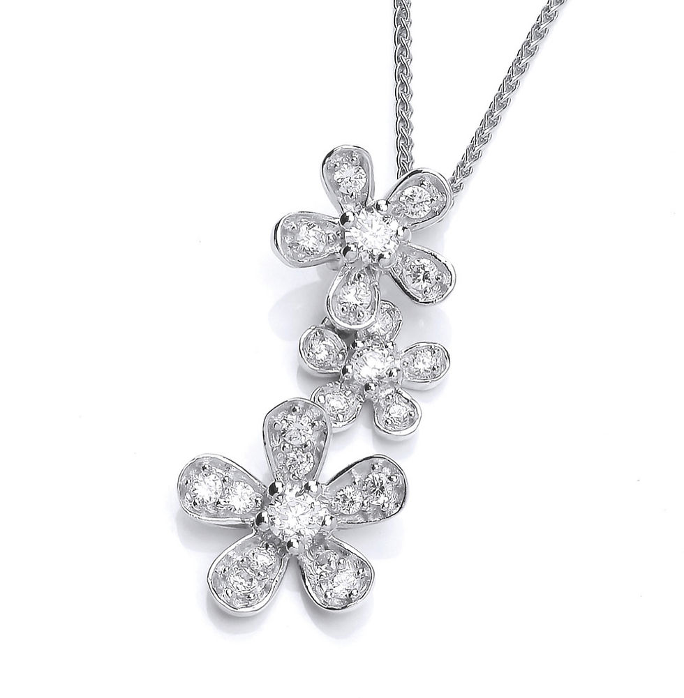 Silver cz daisy pendant