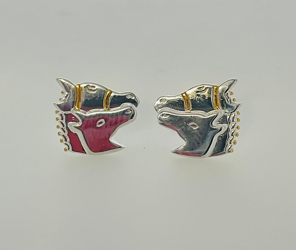 Silver horse and foal earrings