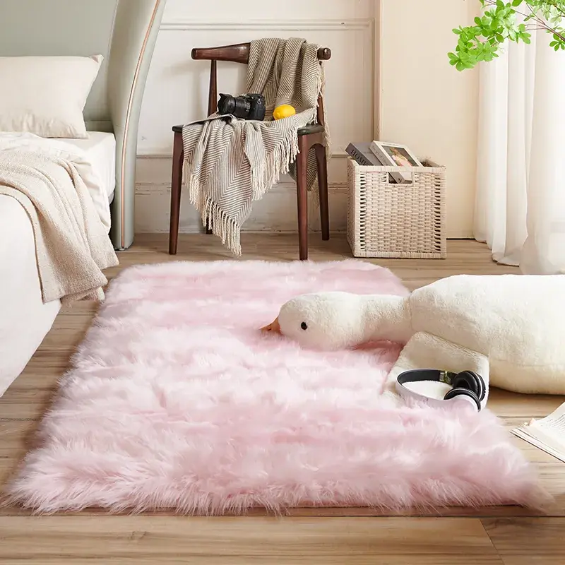 Thumbnail: Plush Sheepskin Long Hair Soft Rugs for Bedroom and Living Room