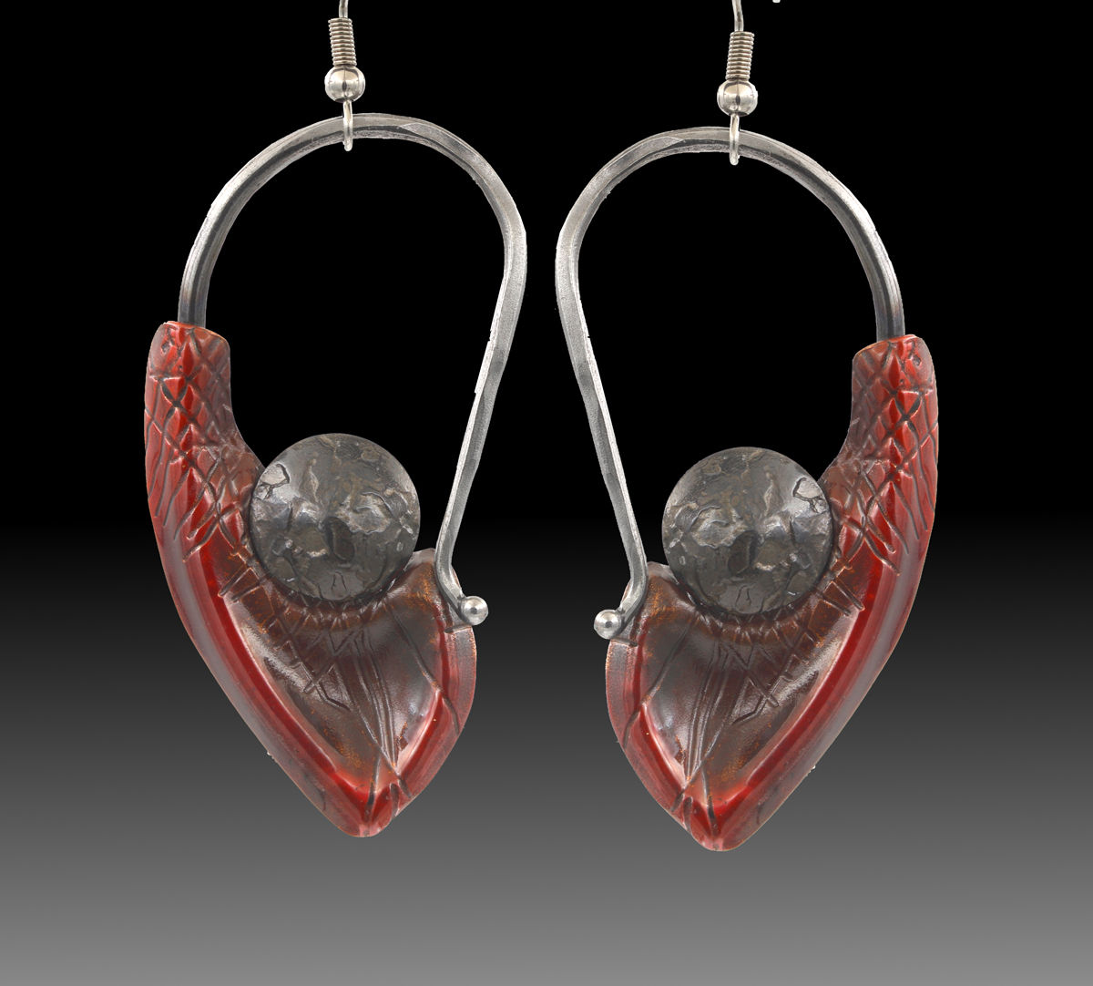 Copper Earrings With Iron #2