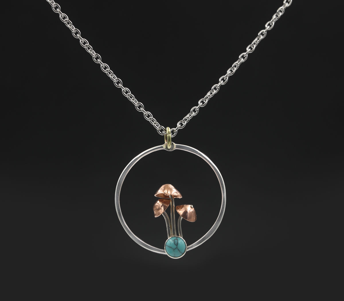 Silver Mushrooms With Turquoise