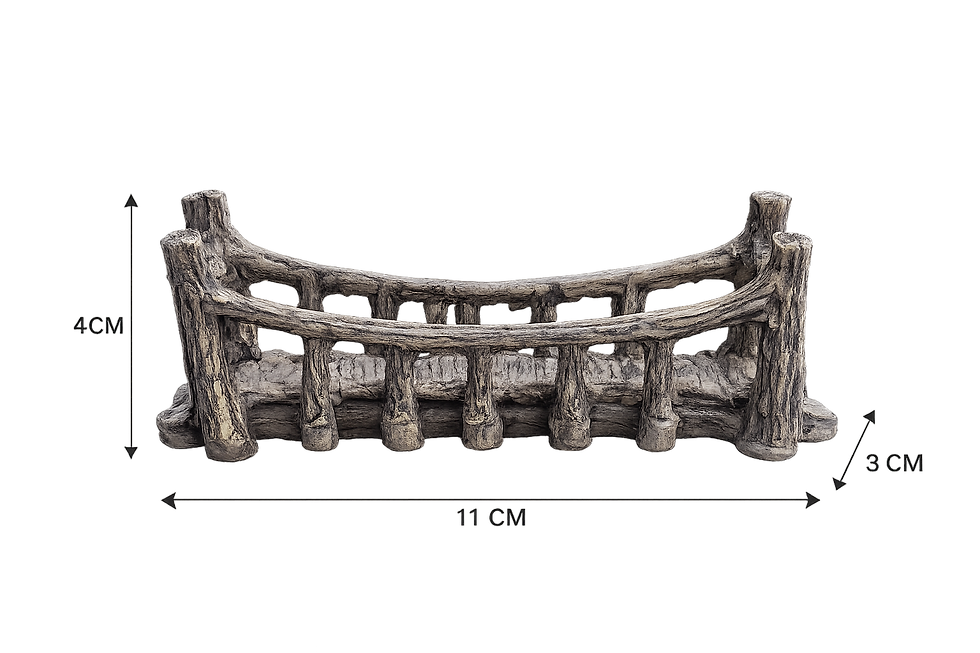 Miniature forest rail fence with product dimensions