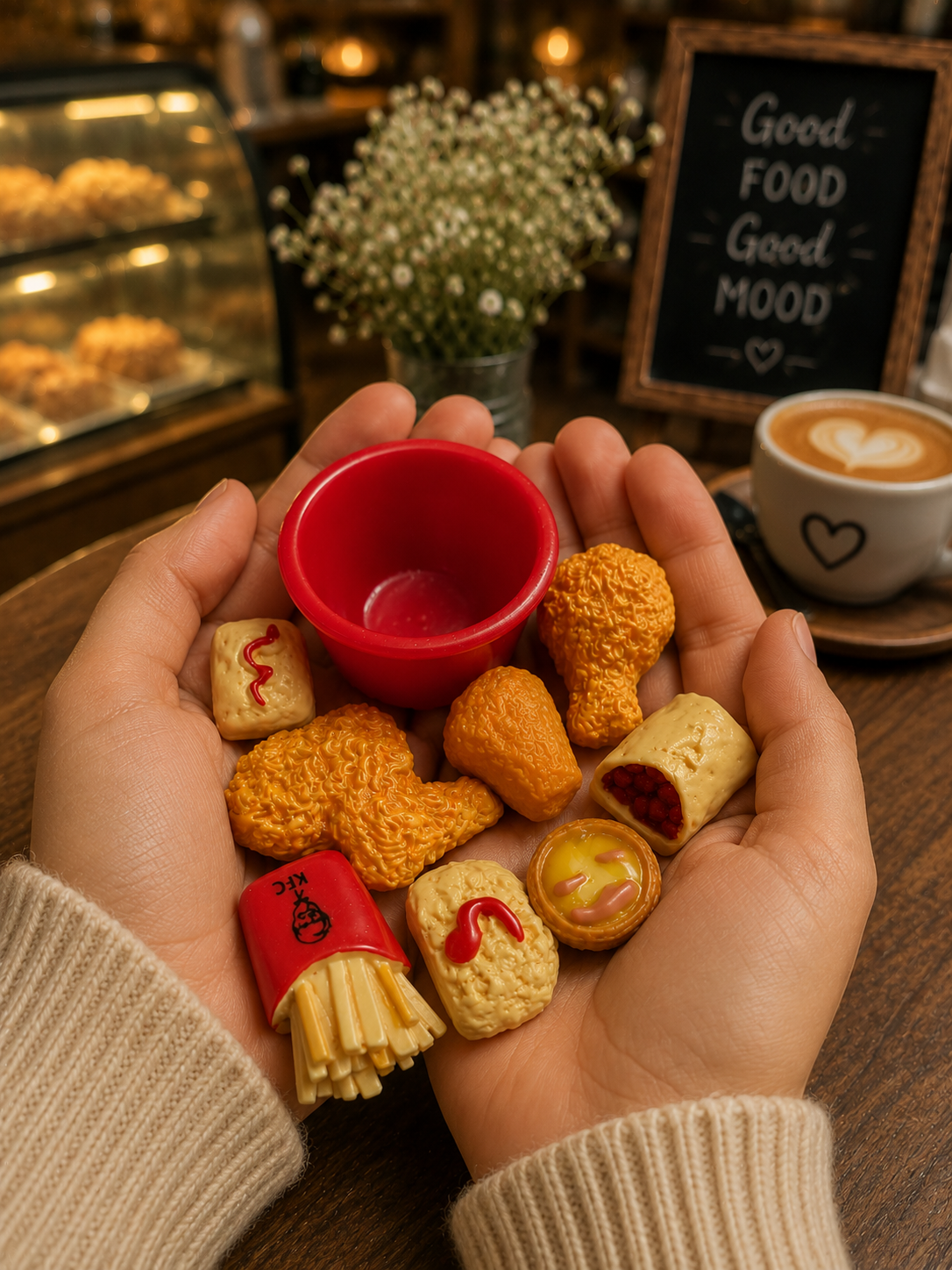 Fried chicken set of 9 miniatures
