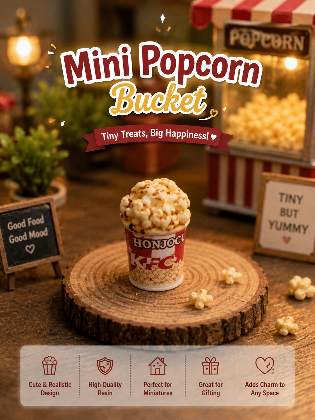 Miniature Popcorn Bucket With Popcorn