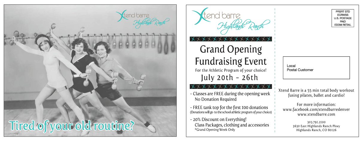 Xtend-Barre Grand Opening Postcard