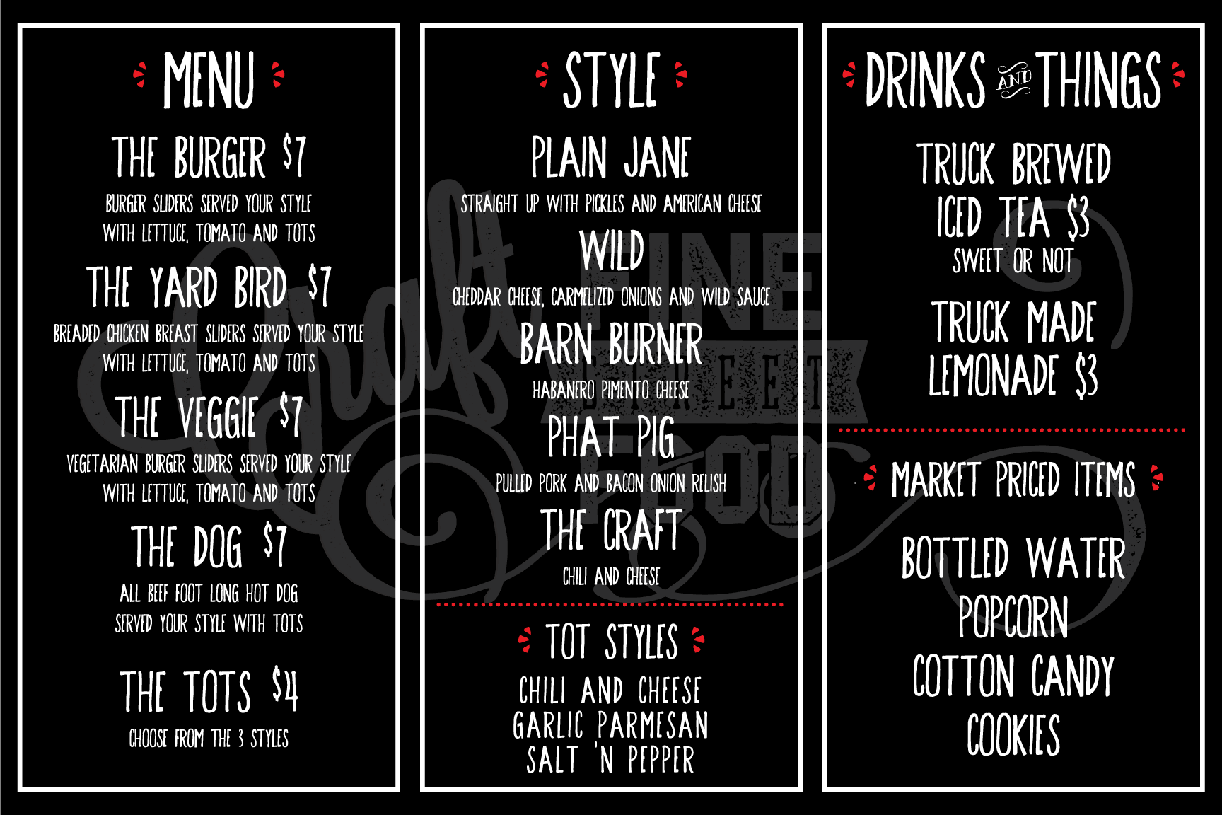 Denver Zoo Food Truck Menu