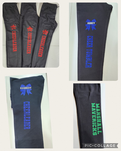 ChalkTalkSPORTS - Cheer Script Sweatpants | Cheerleading Fleece Lined Sweatpants | Black | Adult Small