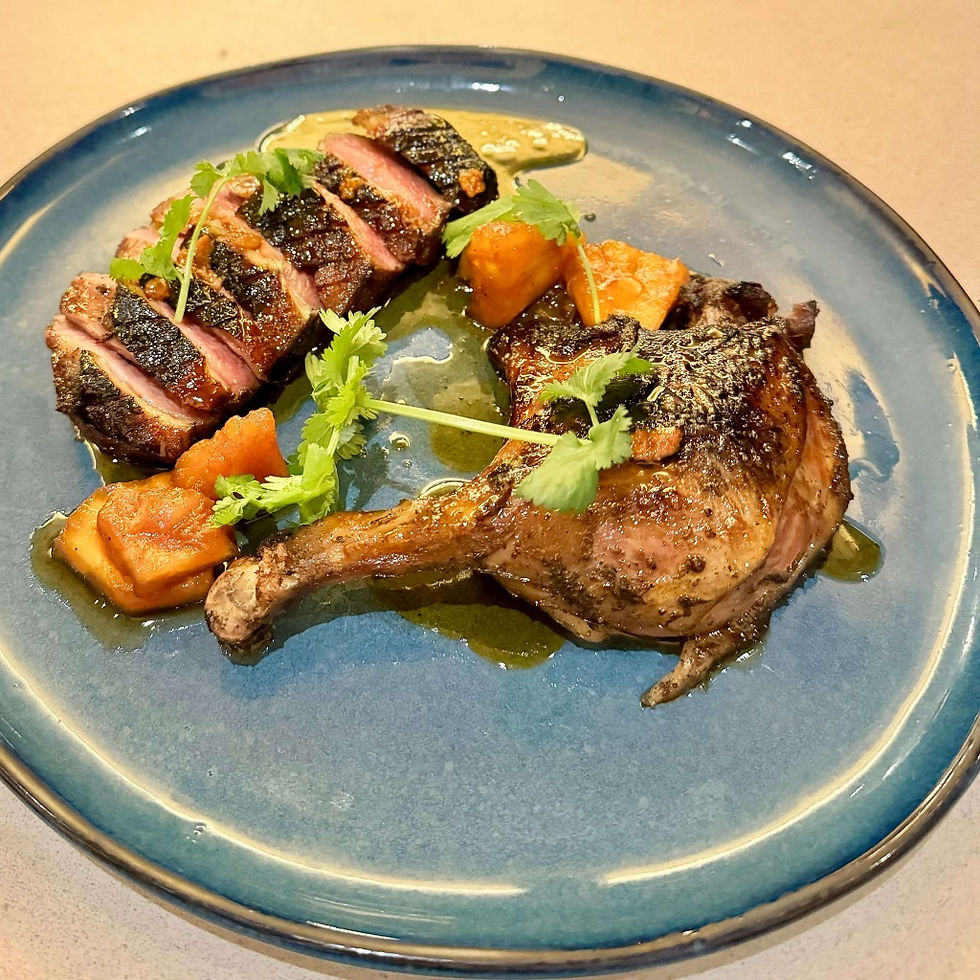 A glazed duck leg