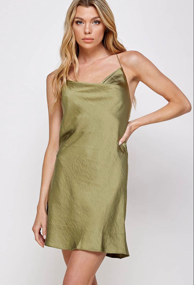 Thumbnail: Olly Satin Cowl  Neck  Dress