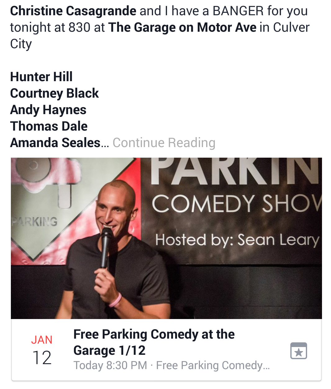 #FreeParkingComedy Show, 1/12/17