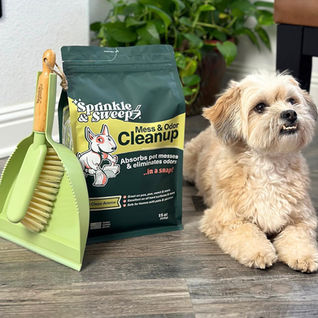 Sprinkle & Sweep pet accident cleanup powder.