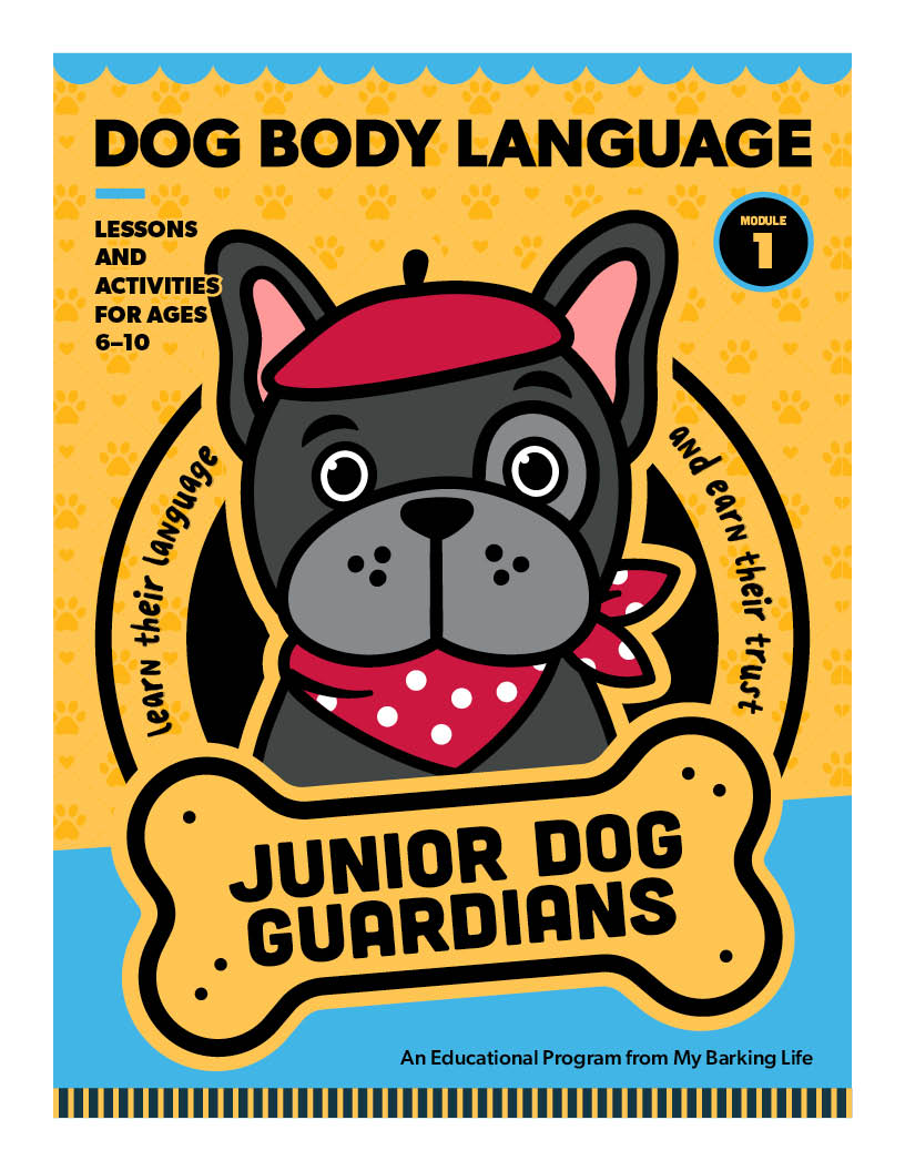 Colorful cover of the Dog Body Language module for Junior Dog Guardians.