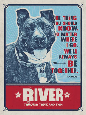 Custom pet portrait of River.