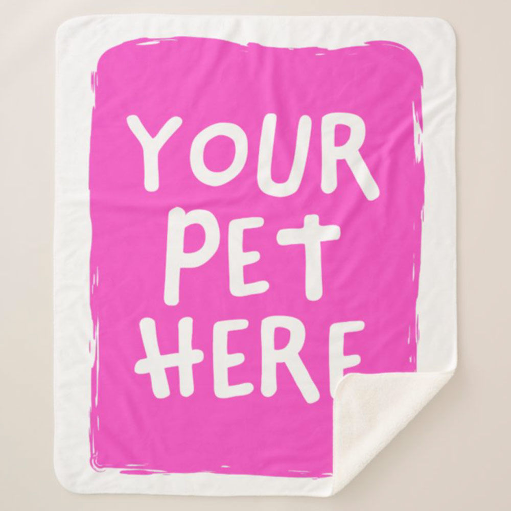 Sherpa blanket featuring space for a custom pet doodle.