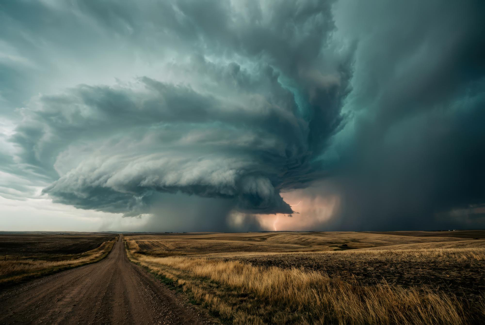 Dramatic storm clouds with dark sky.