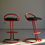 Thumbnail: Pair of Red Tubular Bar Stools