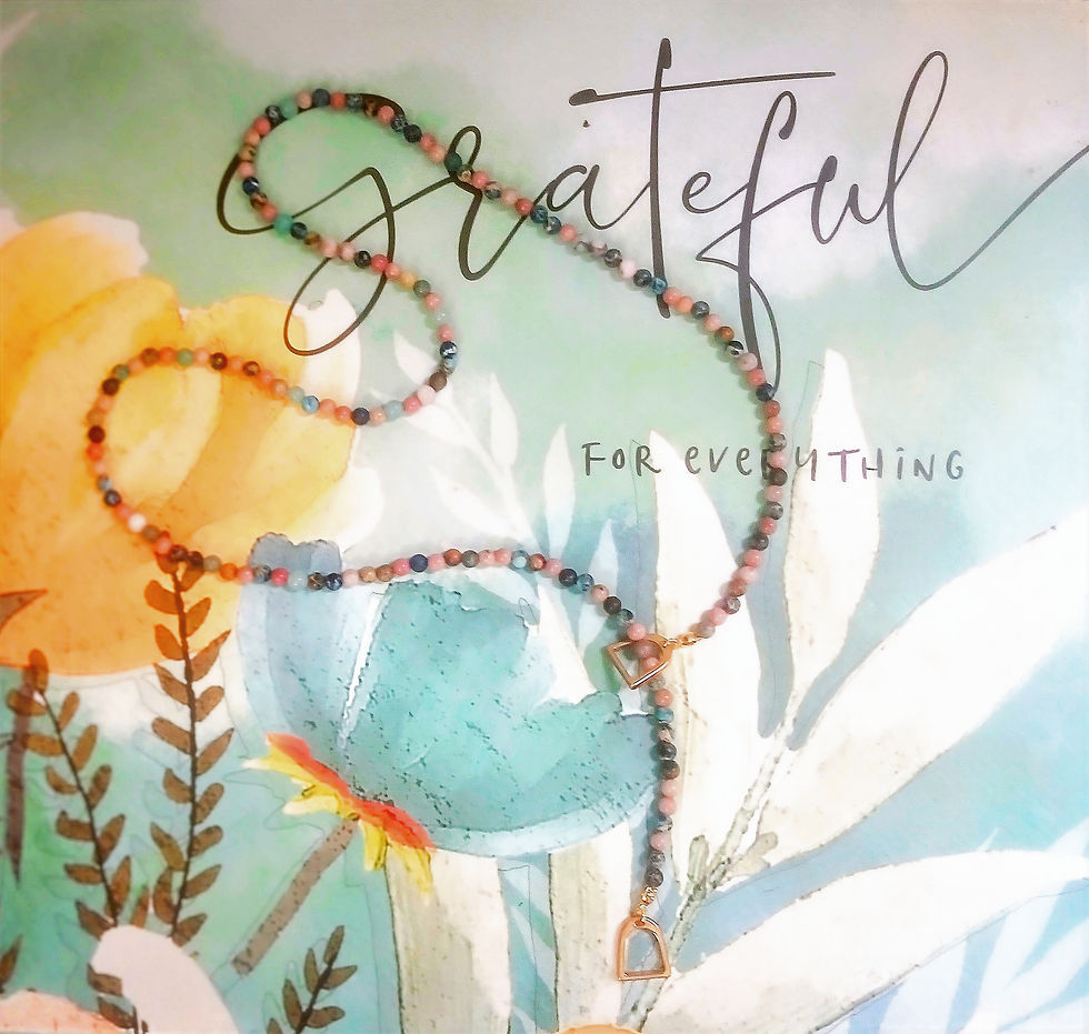 Thumbnail: Stirrups Necklace with Lapis Lazuli, Pink Zebra Jasper, Rhodonite & Amazonite