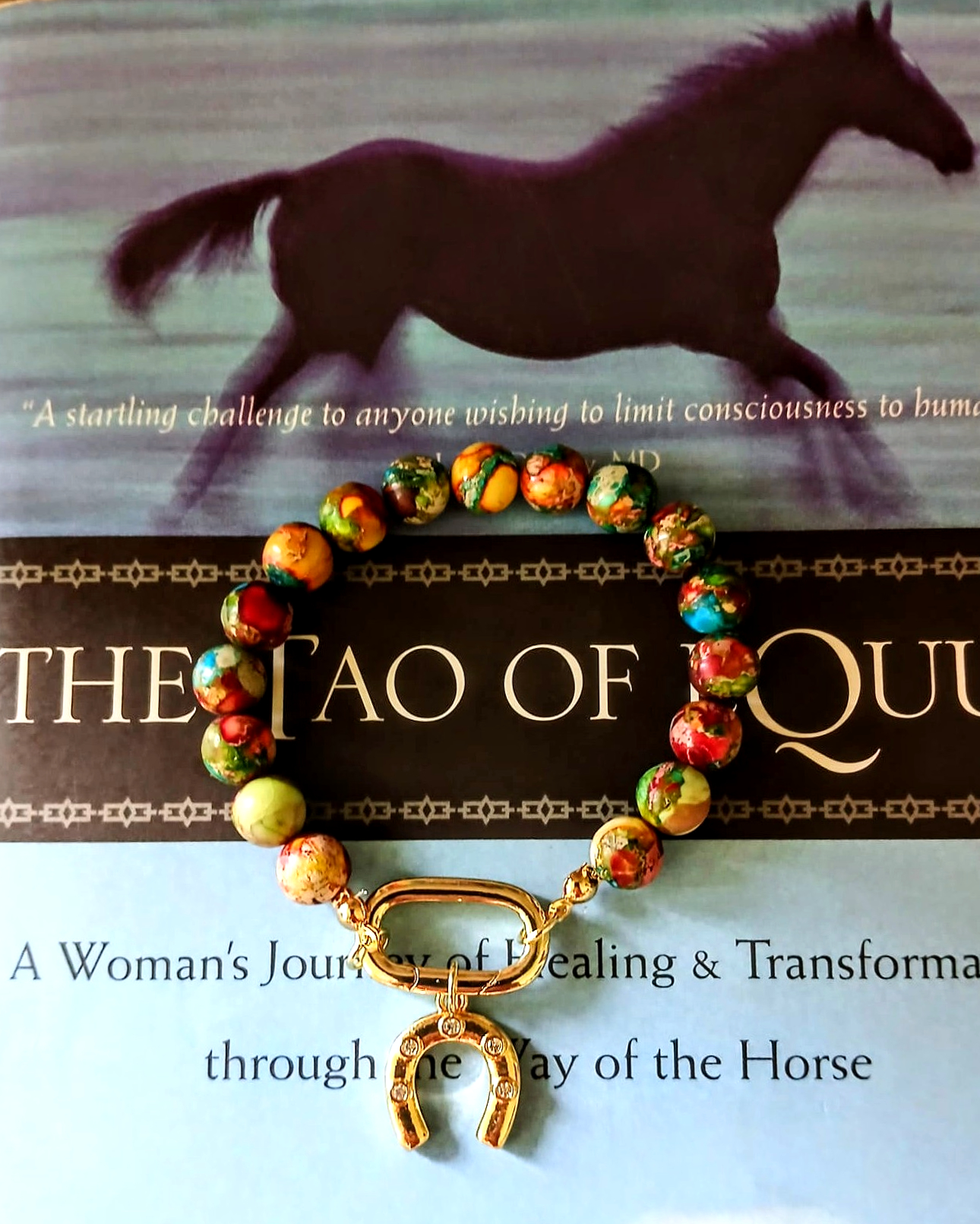 NORTE LOVERA - Horseshoe Bracelet with 18K GP pieces & Sea Sediment Jasper