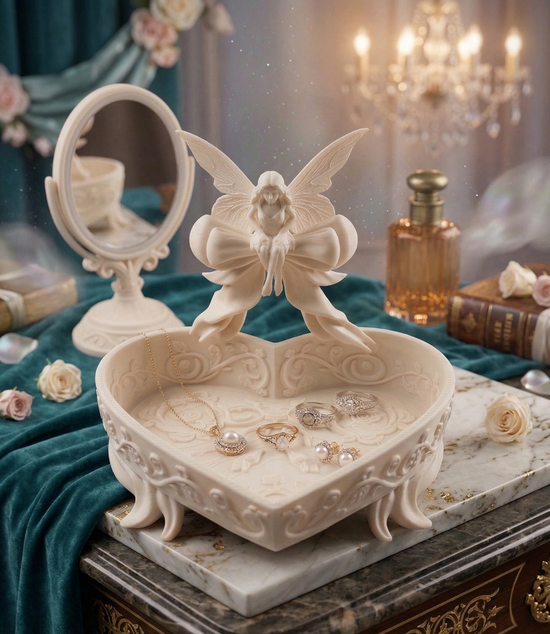 The Enchanted Pixie Bow Trinket Tray – White Edition (BIG version)