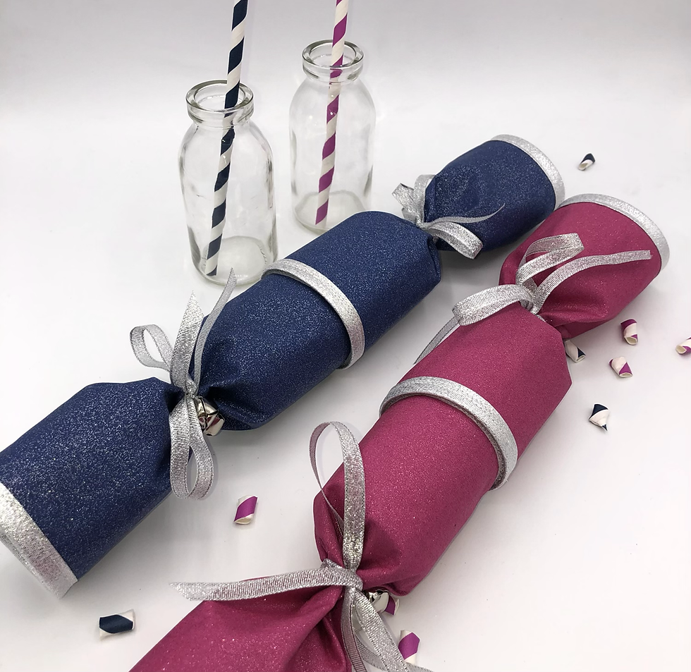 Thumbnail: Royal Blue Glitter Fabric Crackers - Set of 2