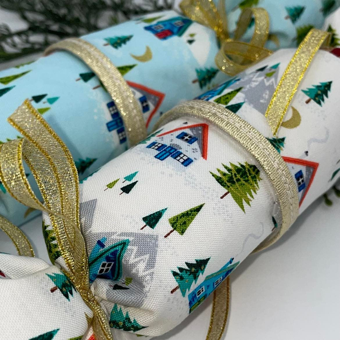 Santa Express Winter Scene Fabric Crackers - Set of 2 - Reusable & Pullable