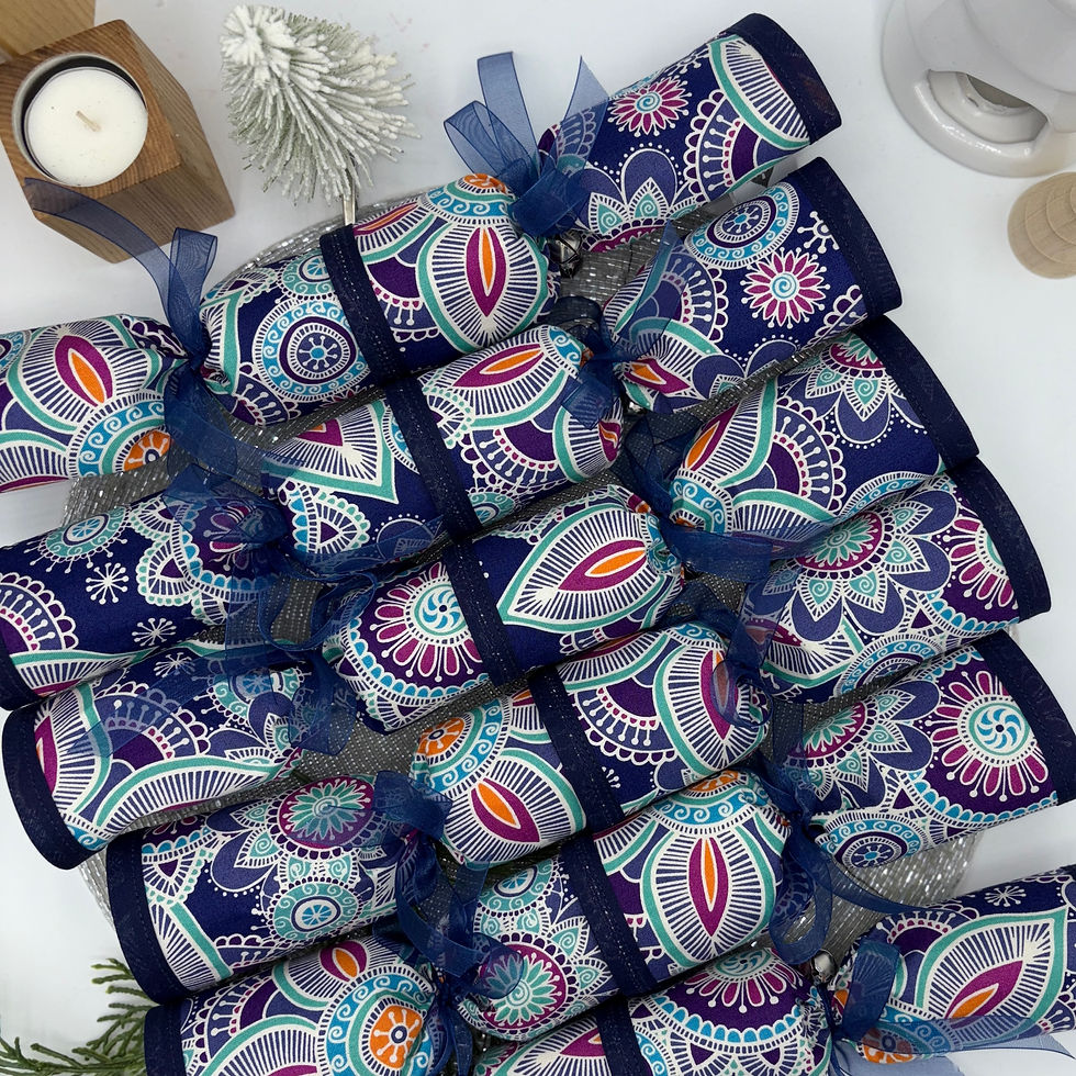 Thumbnail: Blue Mandala Patterned Fabric Reusable Christmas Cracker