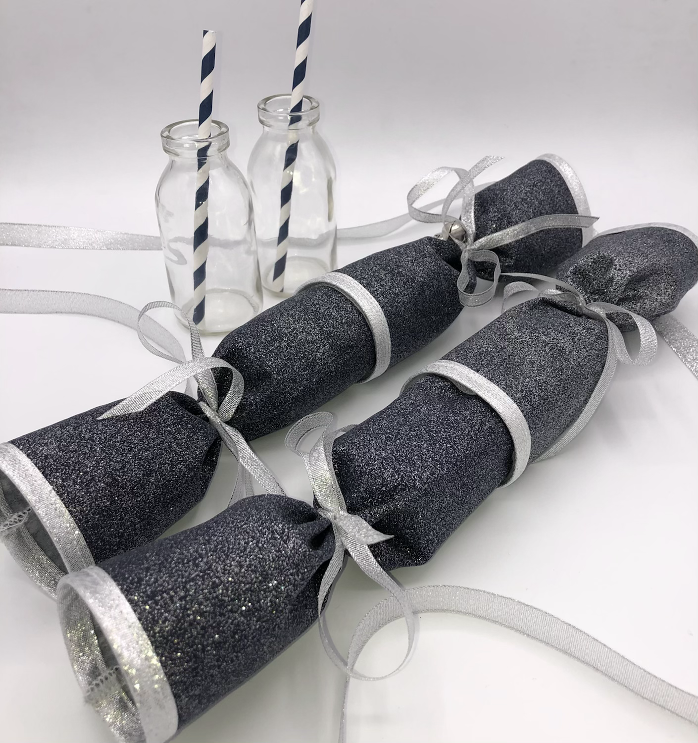 Midnight Blue Glitter Fabric Crackers - Set of 2