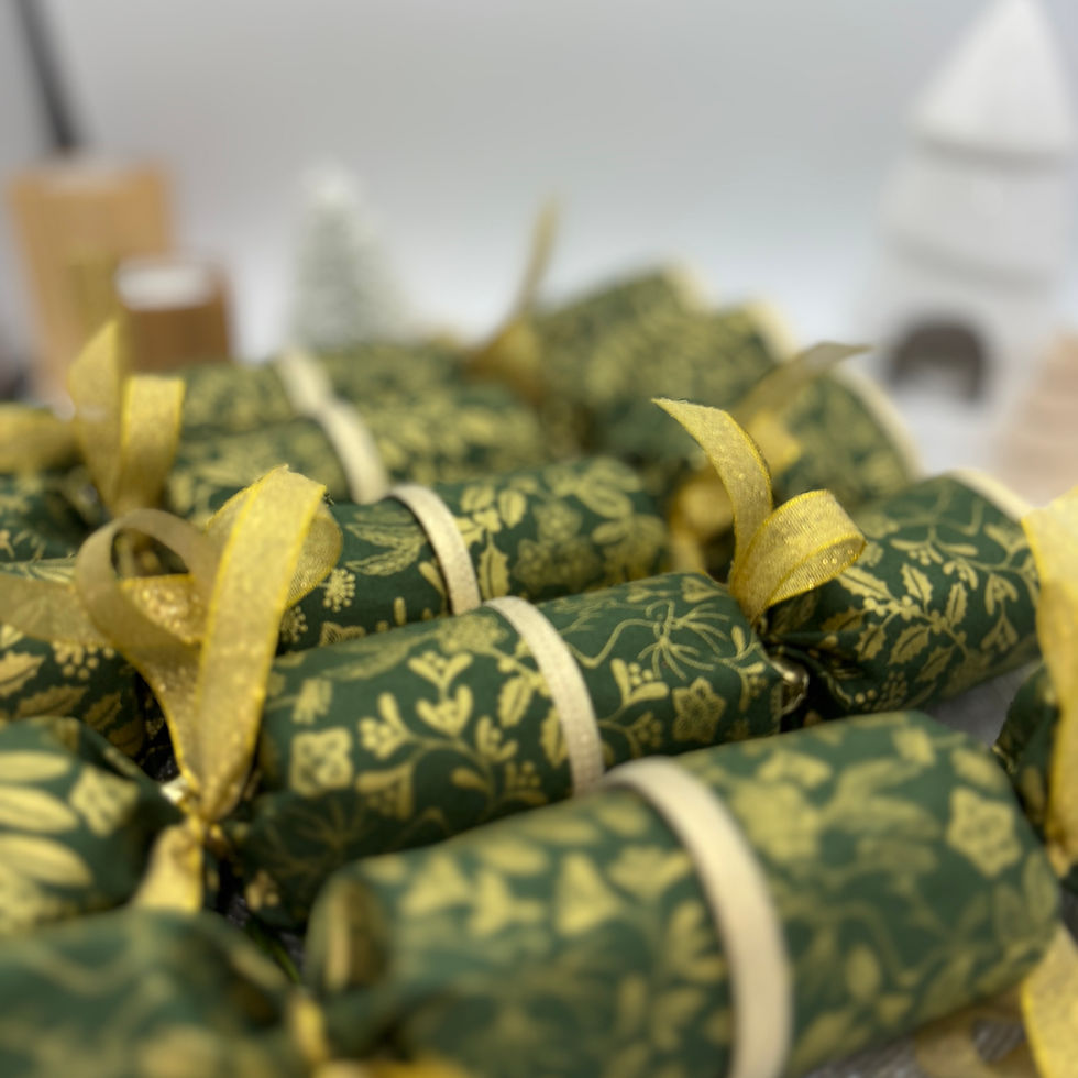 Thumbnail: Green & Gold Metallic Fabric Reusable Crackers