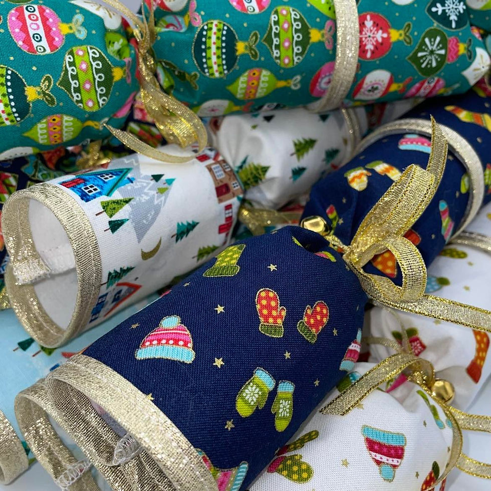 Thumbnail: Santa Express Mittens Stockings Fabric Crackers - Set of 2 - Reusable & Pullable