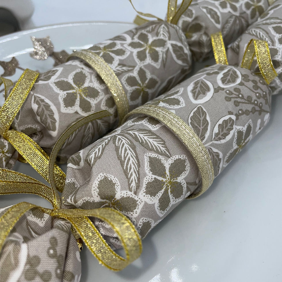 Gold Floral Reusable Fabric Crackers - Set of 2