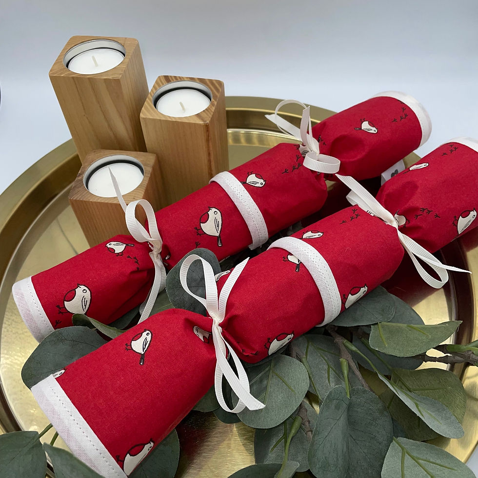 Thumbnail: Red Robins Fabric Christmas Eco Crackers - Set of 2 Reusable & Pullable