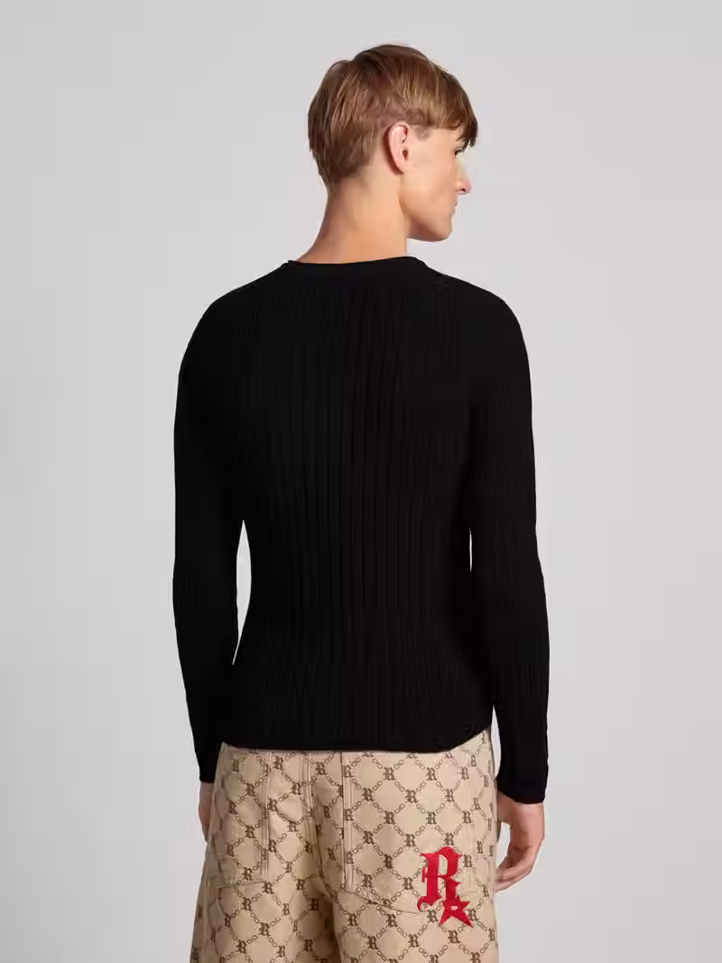 الصورة المصغرة: REVIEW Knit sweater with ribbed round neck in black SW10292