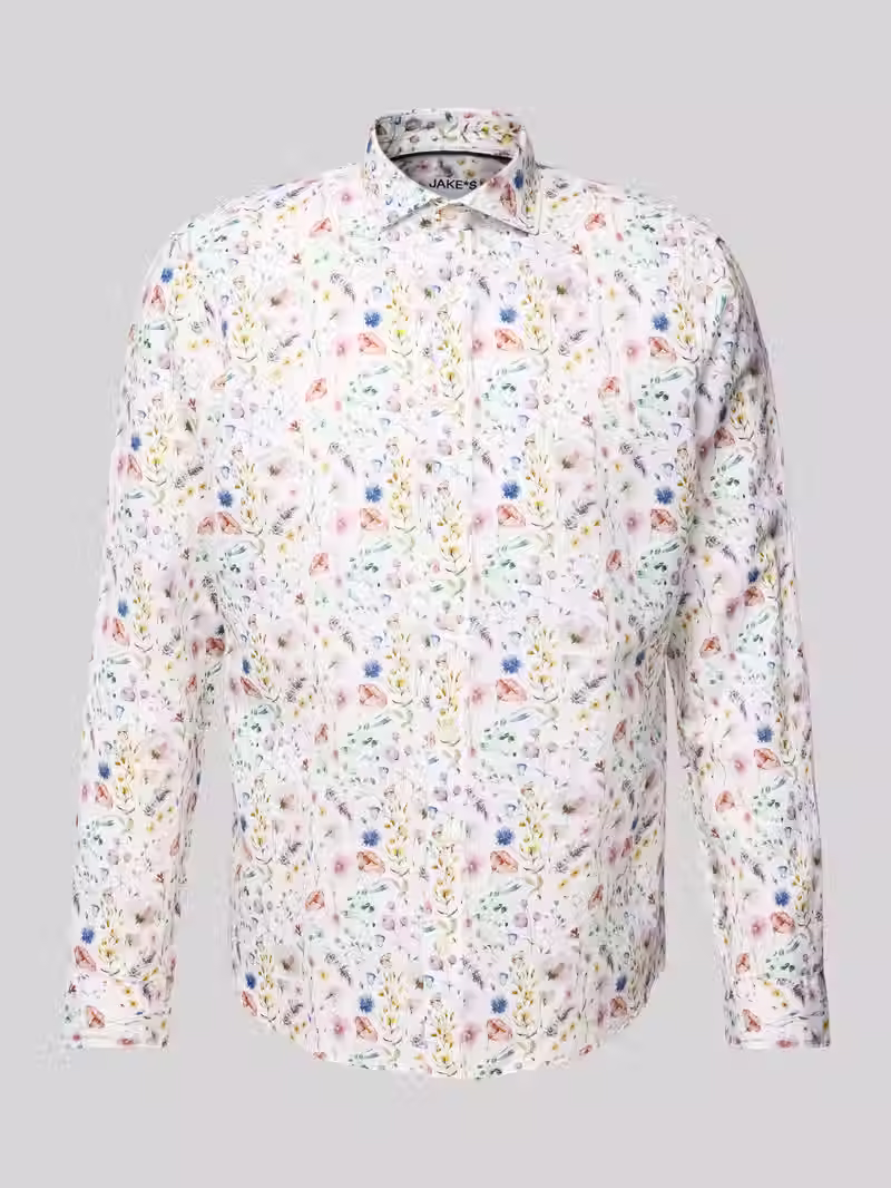 Küçük resim: Jake*s Slim fit casual shirt in a linen-cotton blend in white SH10233