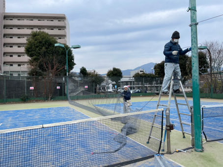 テニスコートネット張り工事