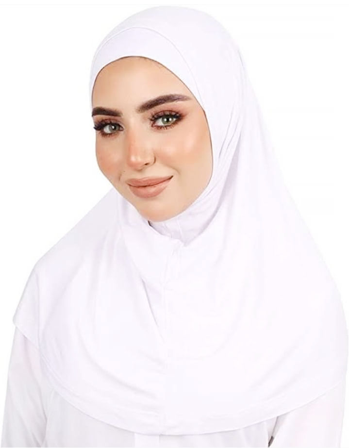 Thumbnail: White Maqna Hijab  one-piece, ready-to-wear hijab
