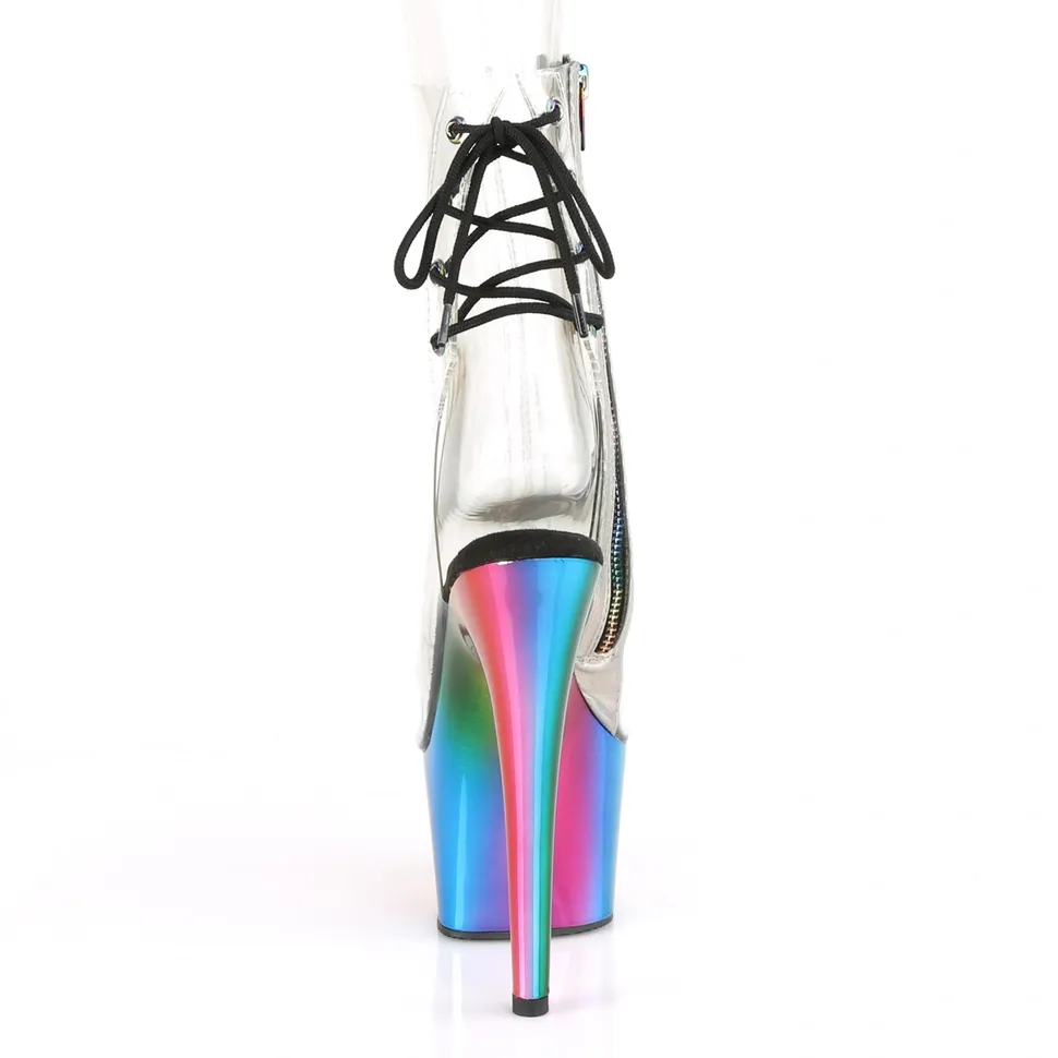 Thumbnail: Pleaser 7" Rainbow Chrome Ankle Boots