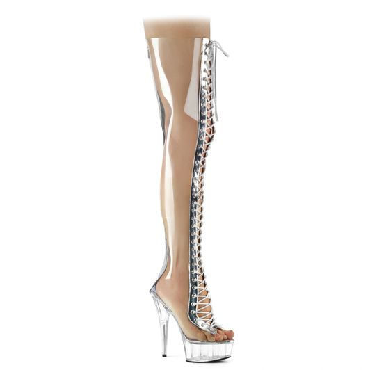 Thigh High Boots - Pleaser 6" Platform Open Toe Lace Up