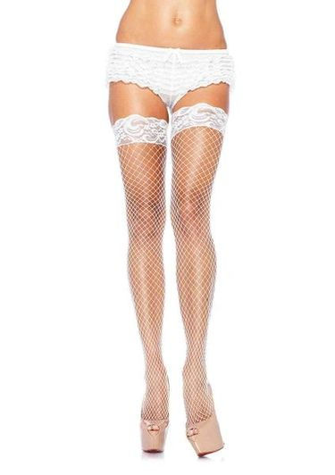 White Stay Up Industrial Net Thigh Highs