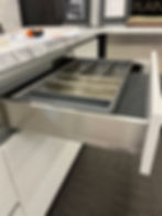 Metal drawer box with dividers