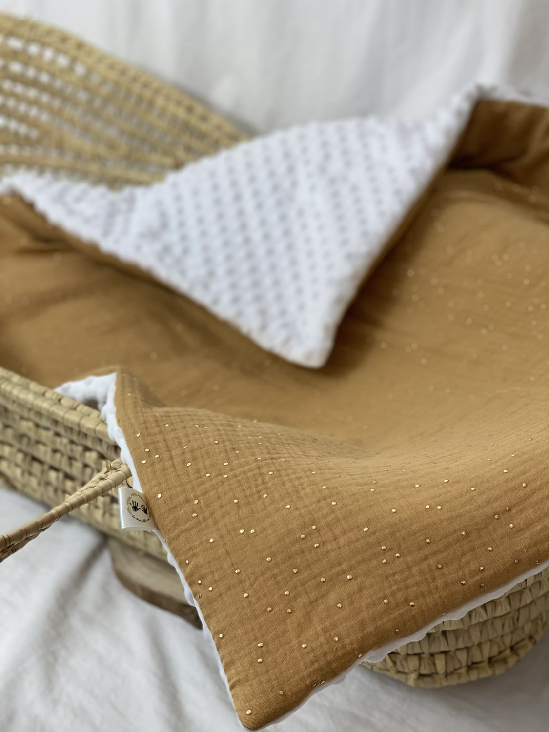 Couverture double gaze camel