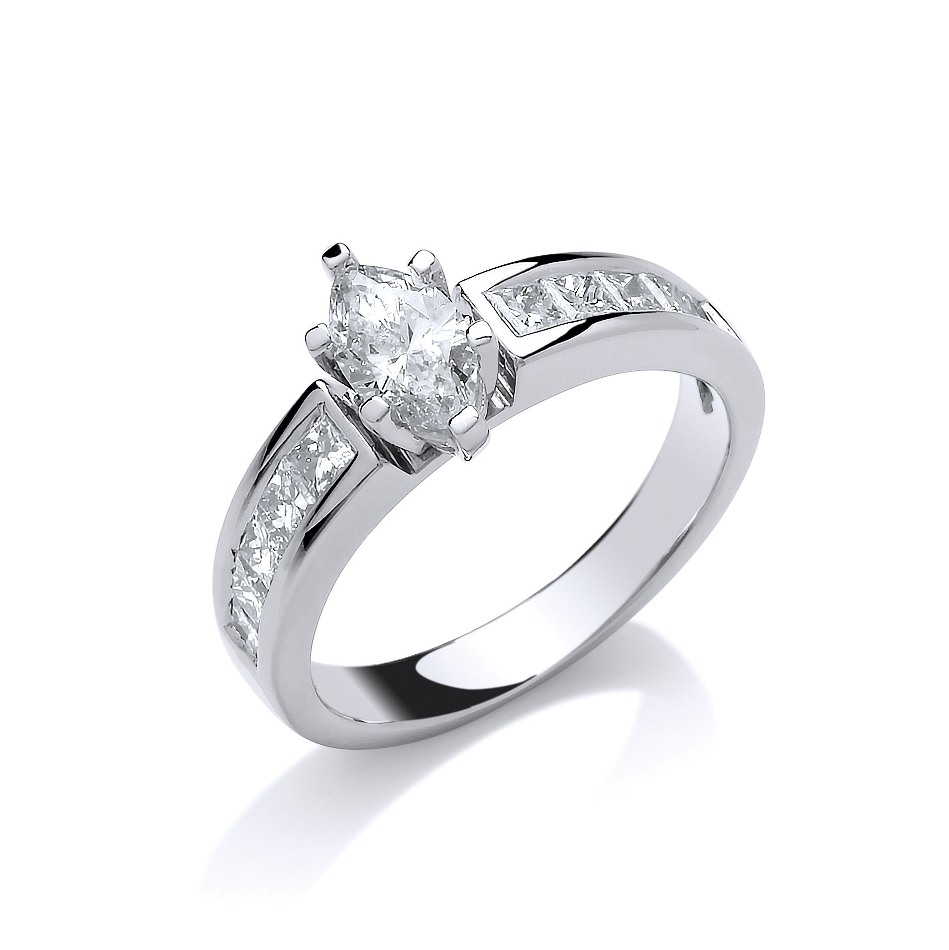 18CT WHITE GOLD 1CT MARQUISE & PRINCESS CUT DIAMOND RING