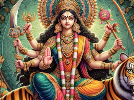 Goddess Durga Sitting on a Tiger
