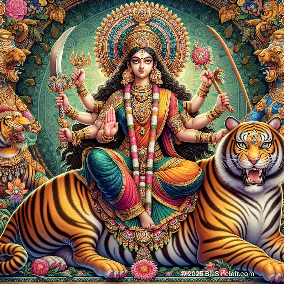 Goddess Durga Sitting on a Tiger