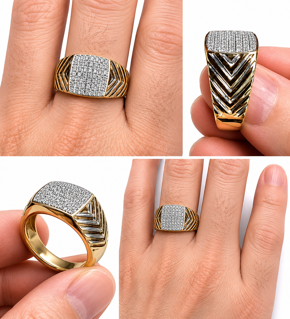 Thumbnail: Men's 10K Yellow Gold .50cttw Natural Diamond Chevron Ring