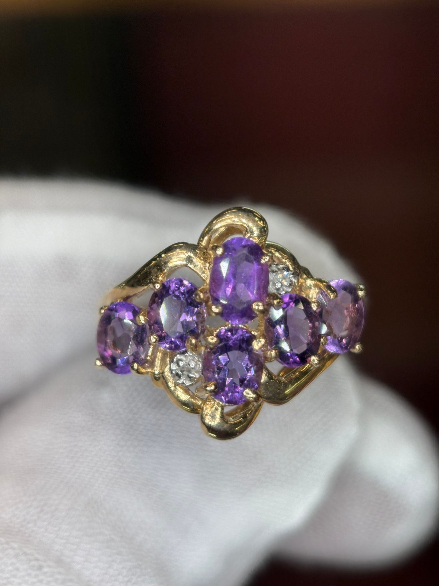 1.5cttw Natural Amethyst and Diamond Ring-Item #486