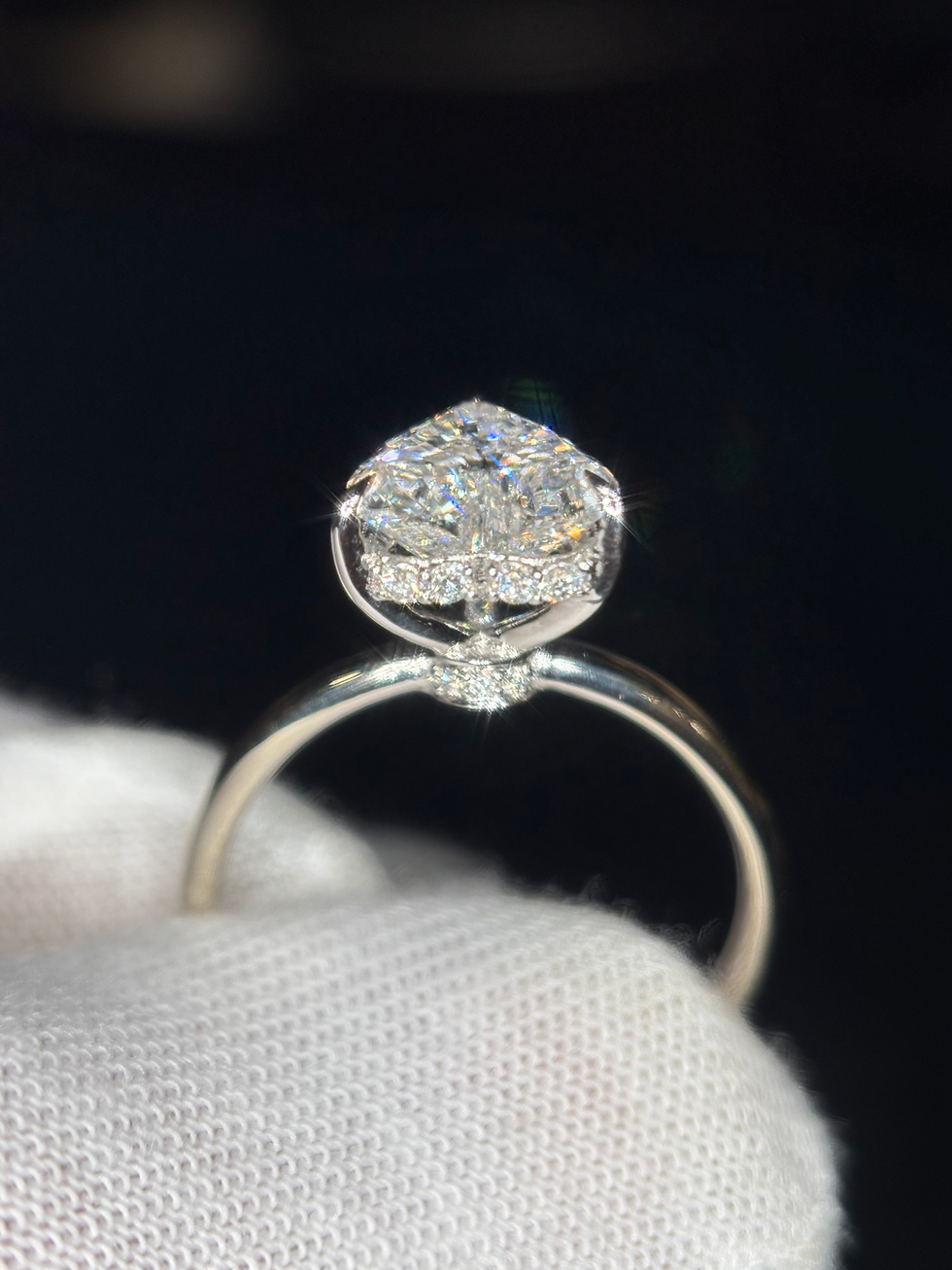 Thumbnail: Heart-Shaped Diamond Engagement Ring | 2.10CTTW | 14K White Gold | Hidden Halo