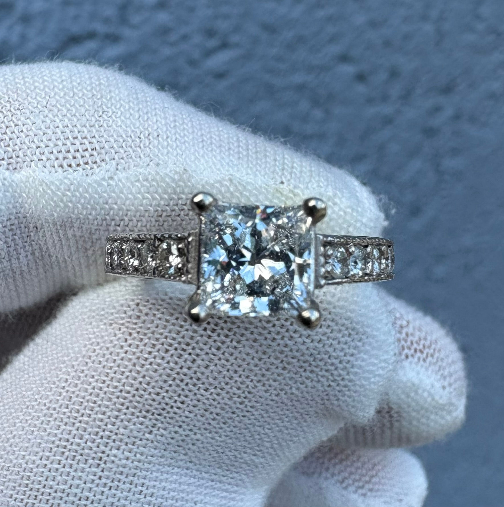 1.5cttw Princess Cut Engagement Ring - Item # 350 