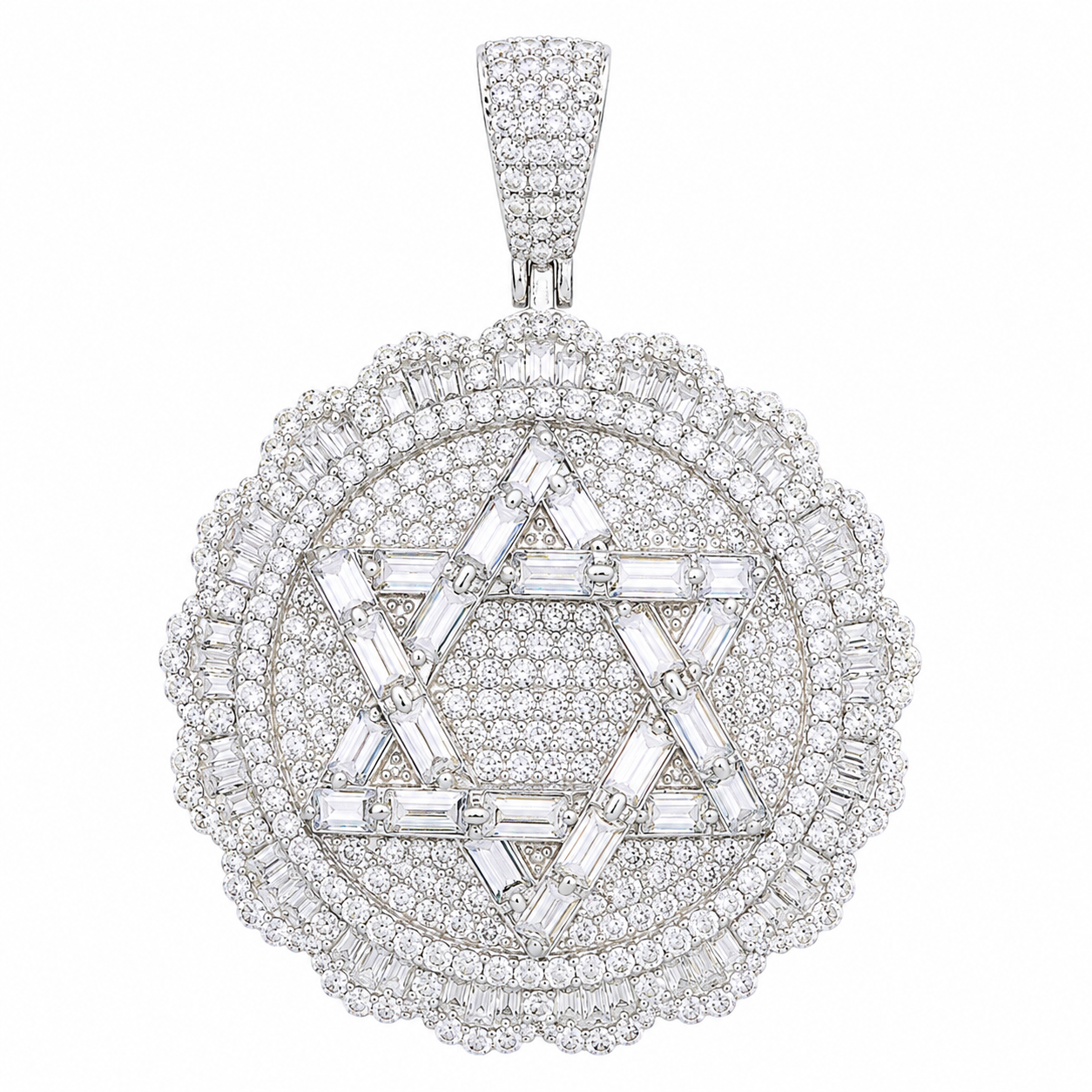 “Shield of Light” Sterling Silver Star of David CZ Pendant