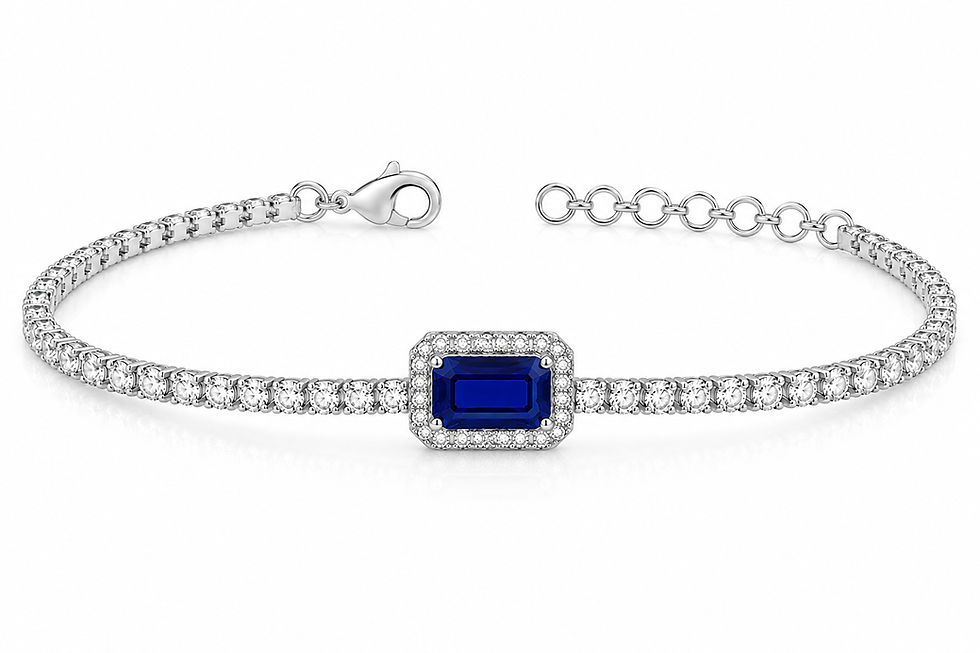 Sterling silver bracelet with sapphire and moissanite